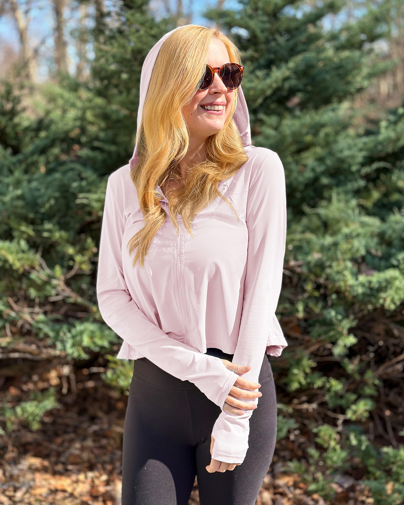 G4Free Damen Langarmshirt Sonnenschutz UV Kapuzen Jacke Leichte UPF Laufen Kühlung Feuchtigkeitsableitendes SPF Shirt Wandern Golf Angeln Radfahren Draussen