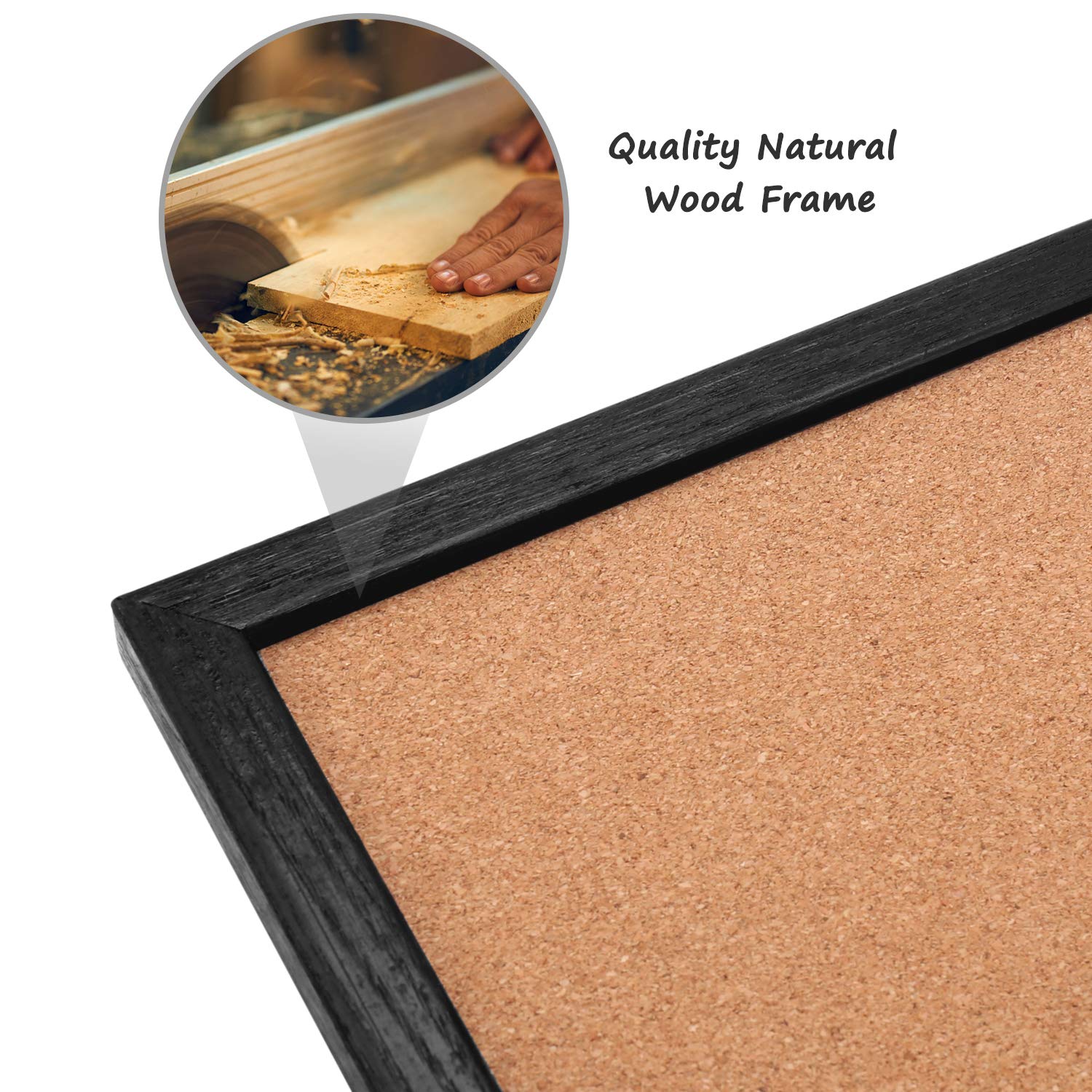 Pizarra blanca de borrado en seco, pizarra de anuncios de corcho, pizarra con marco negro de madera natural, 3 piezas, 30,5 x 30,5 cm y 60,9 x 30,4 cm, tabla de combinación 3 en 1 estilo libre montado