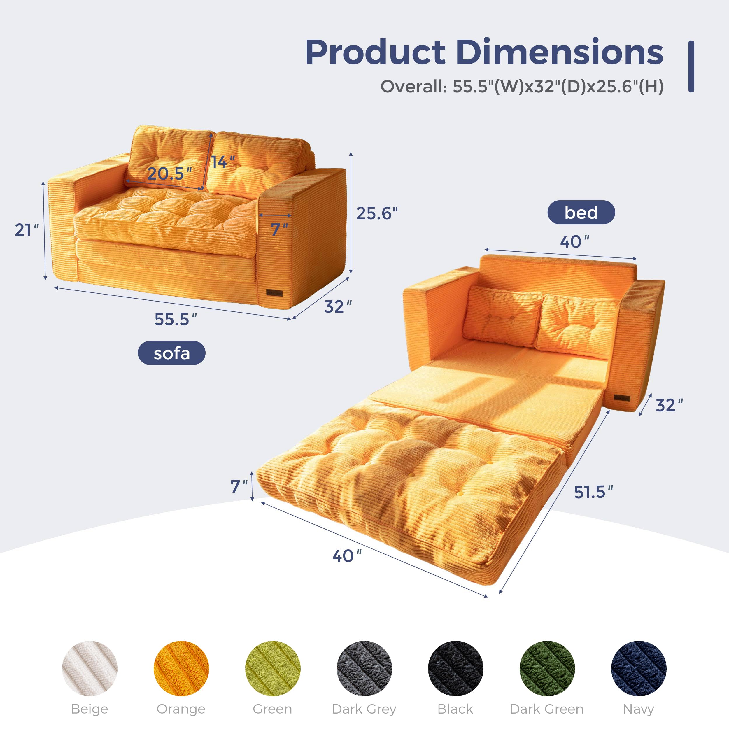 Snapklik.com : MAXYOYO Convertible Sofa Bed, Pull Out Loveseat Sleeper ...