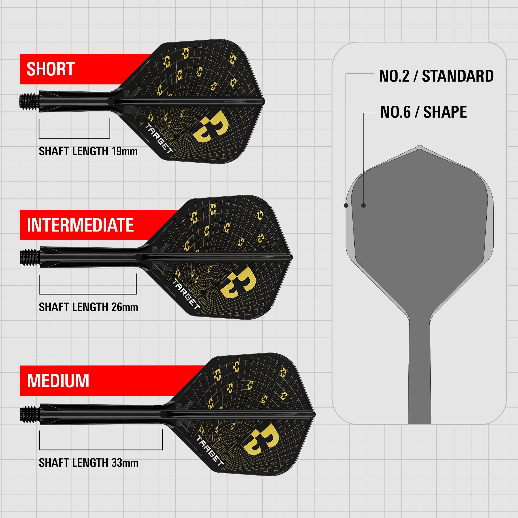 Target Darts K-Flex Bolide Dart Flights & Shafts, No.6 (Intermediate, 26mm) | Pack of 3 Kflex Integrated Flight & Shaft System, All in One Moulded Stem | Professional Dart Accessories - 4