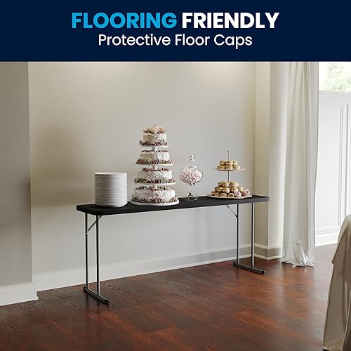 Miniatura 4 de BizChair 6-Foot Rectángulo Granito Blanco Plástico Plegable EntrenamientoSeminario Mesa