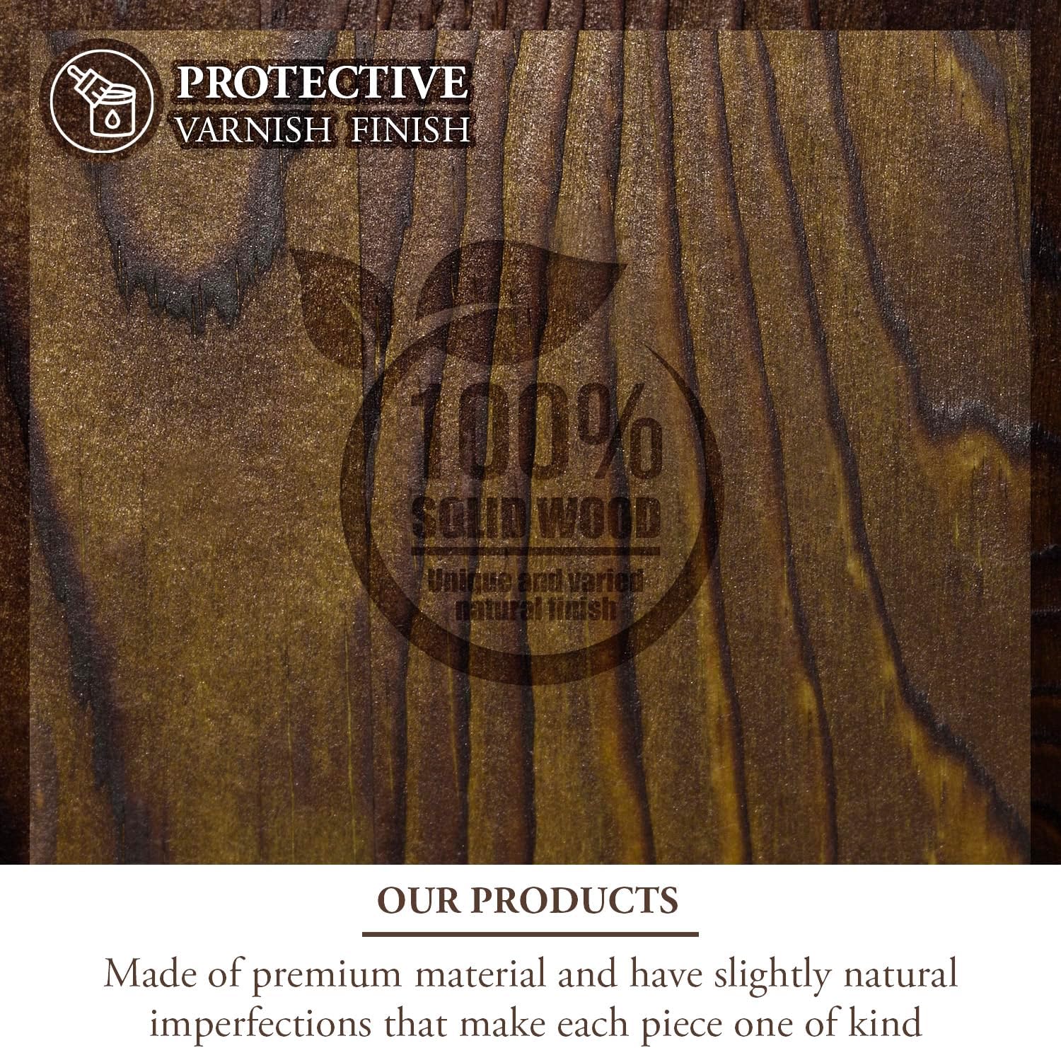 MyGift Artificial Green Grass Plants Trio in Rustic Burnt Solid Wood Planter Boxes, Faux Greenery in Decorative 4 Inch Square Wooden Containers, Set of 3