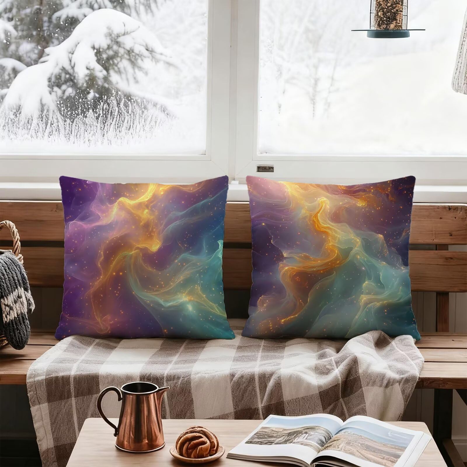 Vistoso Funda Cojin 65x65 SueñO Funda Almohada 65x65 Cojines Sofa Súper Suave Fundas Cojines Decorativos Fundas Almohadas 4 Piezas Cervicales y Cuello, para Hogar Sofa Cama Salon Decoracion E - 123