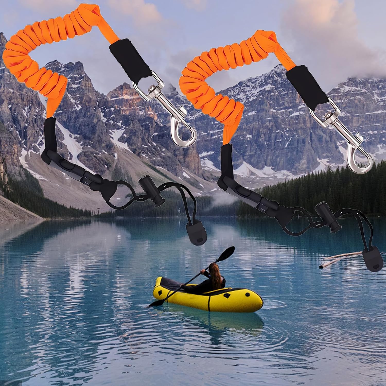 2 Pcs Kayak Paddle Leash, kayak accessories inflatable kayak Elastic