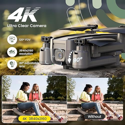 Miniatura 2 de Holy Stone Drones HS440D con cámara para adultos, cámara 4K UHD, Unger 8.78 oz con retorno automático GPS, sígueme, puntos de referencia y funda de
