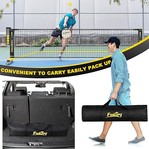 Miniatura 6 de Pickleball Net with Wheels, Portable 2-in-1 Pickle Ball Net with Ball Collector,22FT Regulation Size & 11FT Half Court Size, Carry Bag, Steady Metal