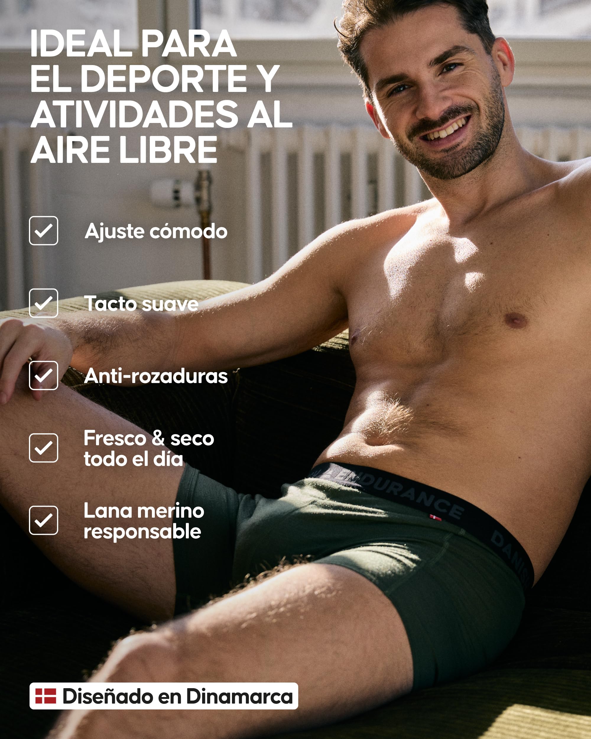 DANISH ENDURANCE Boxer de Lana Merino Hombre, Transpirables, 1 y 2 Pack