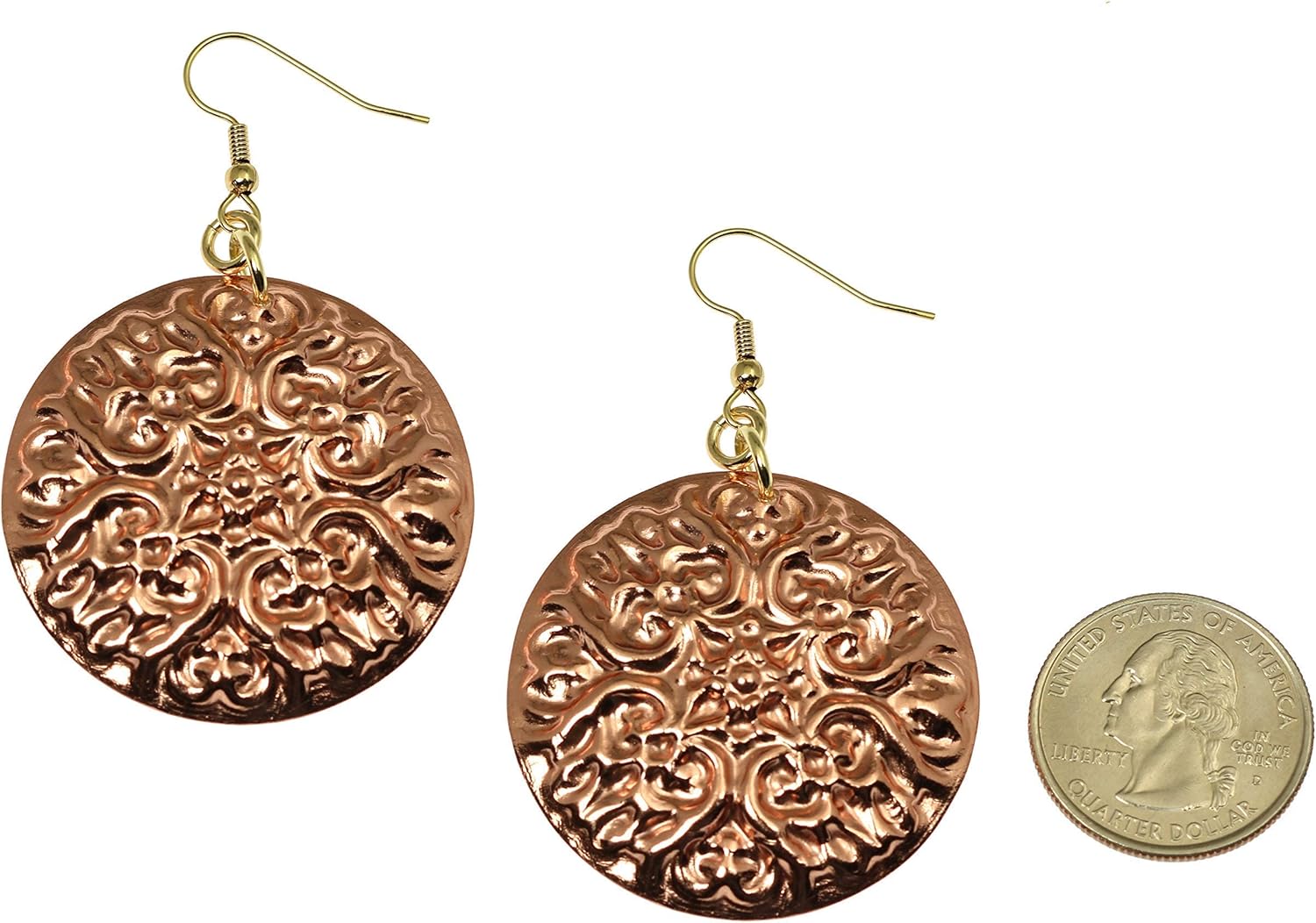 Victorian Night Copper Disc Earrings - Image 2