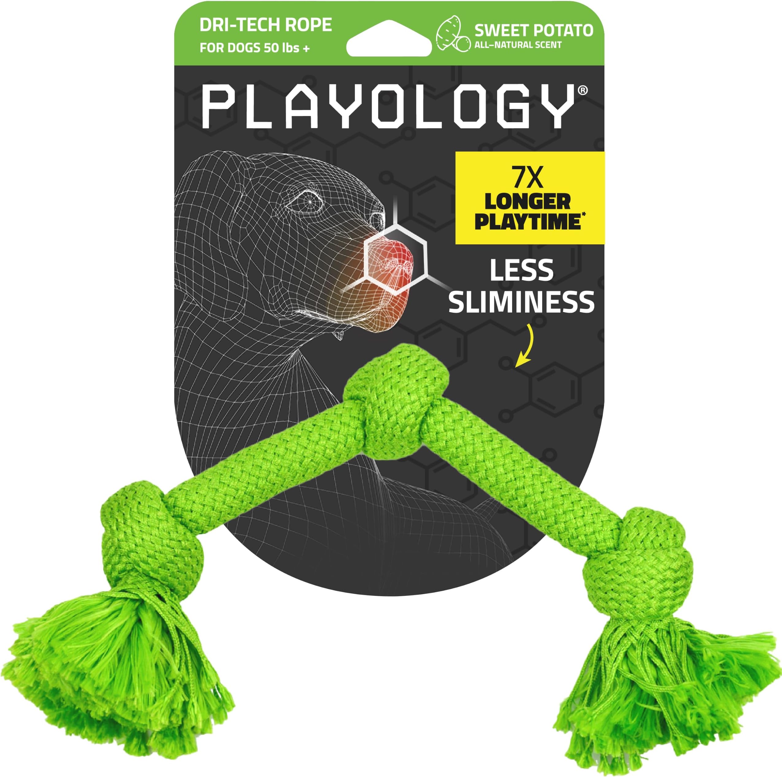 Playology Dog Toys | Dri-Tech Rope Tug of War Dog Toy for Tough Chewers | Sweet Potato Scented Jumbo Tug Rope Toys for Large Dogs