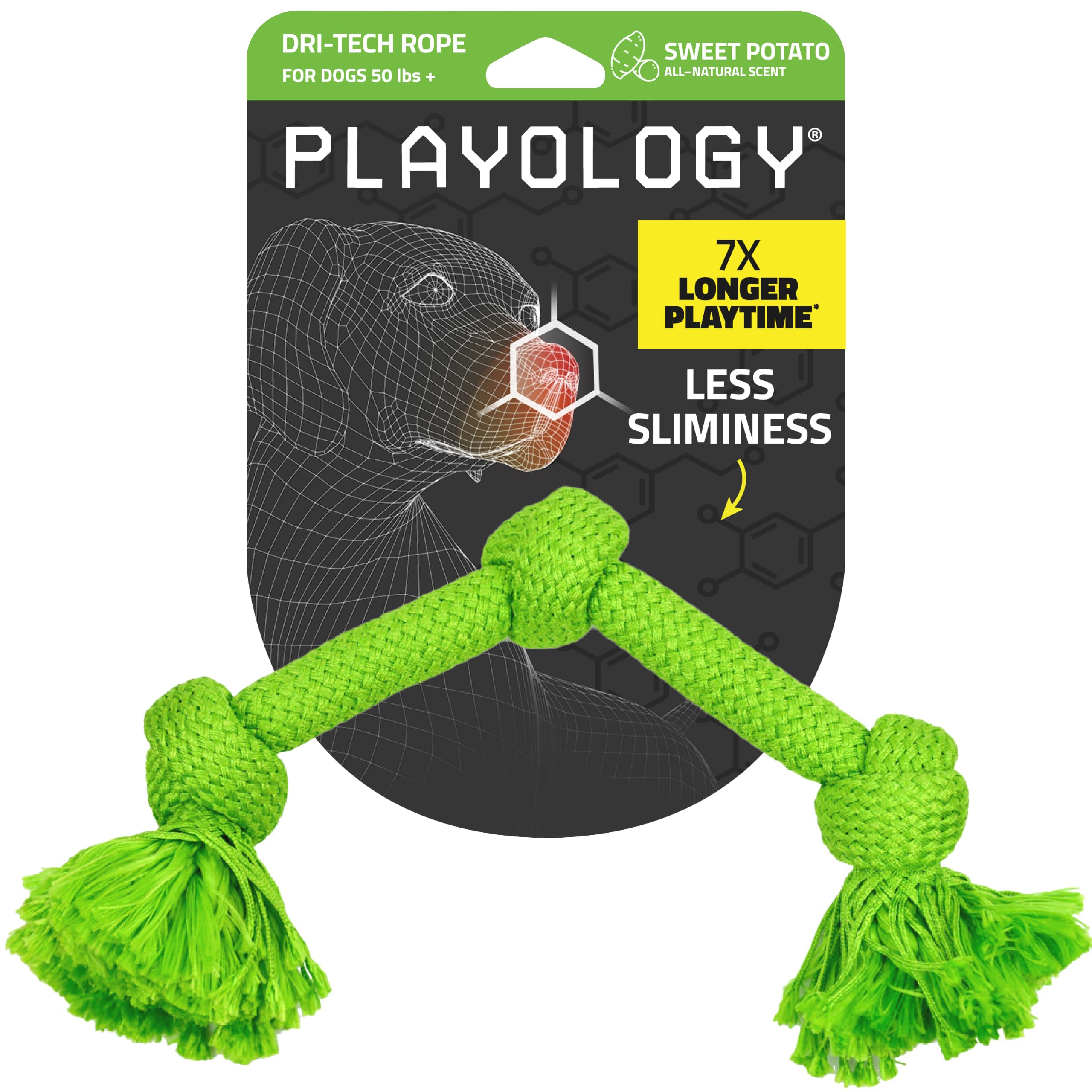 Playology Jouets pour Chiens Jouet en Corde Dri-Tech Corde de tir à la Corde pour Chiens Qui mordillent agressivement | Jouet géant parfumé à la patate Douce