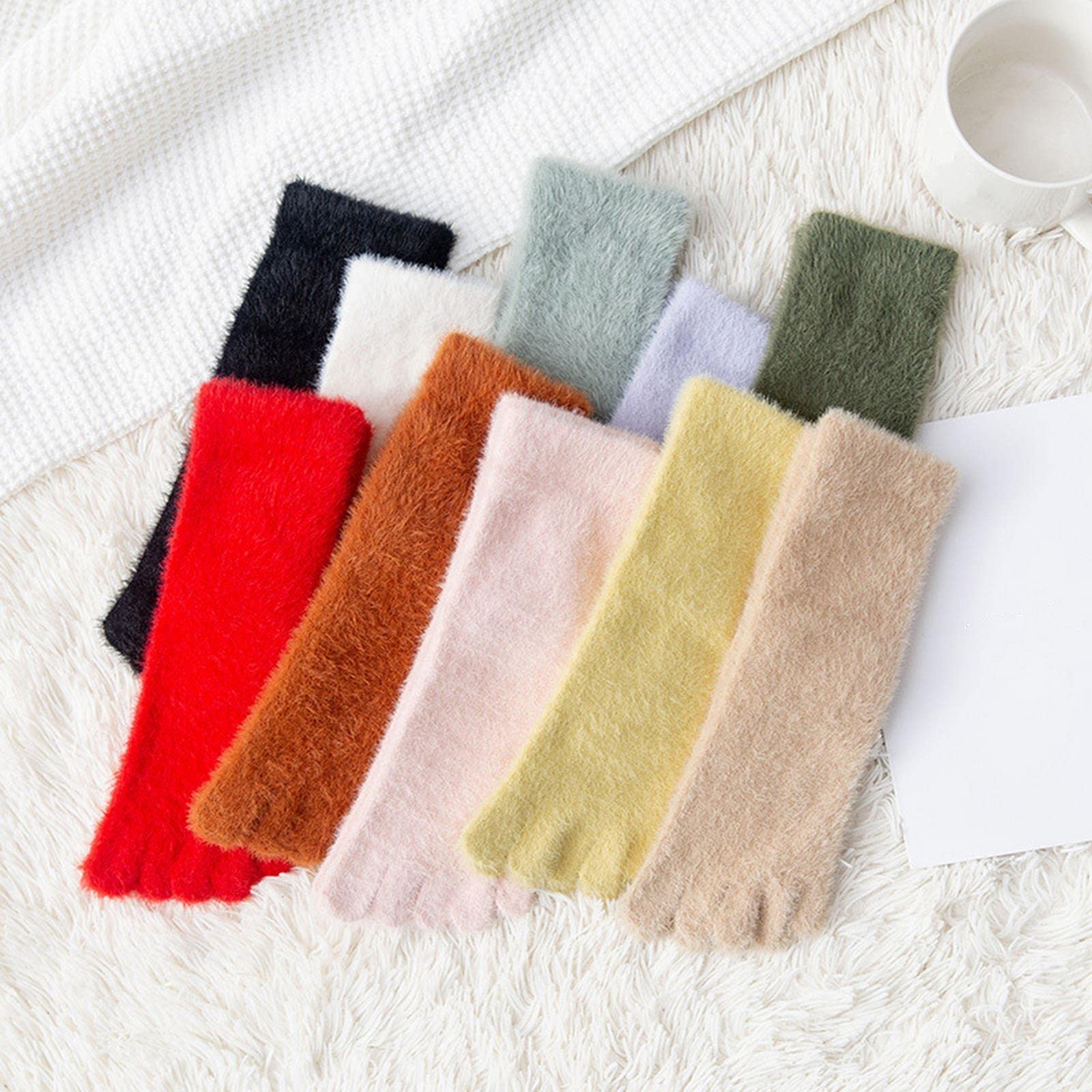 MOGSA Lot de 3 paires de chaussettes épaisses à cinq doigts pour femme
