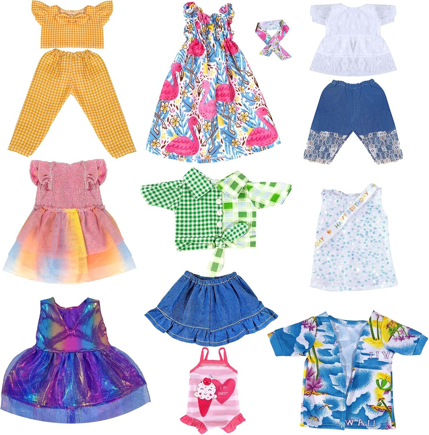 WONDOLL 18-Inch-Doll-Clothes and Accessories - 8 Sets American Doll Clothes Compatible with All 18 inch Dolls Outfits Christmas Birthday Gift for Girls