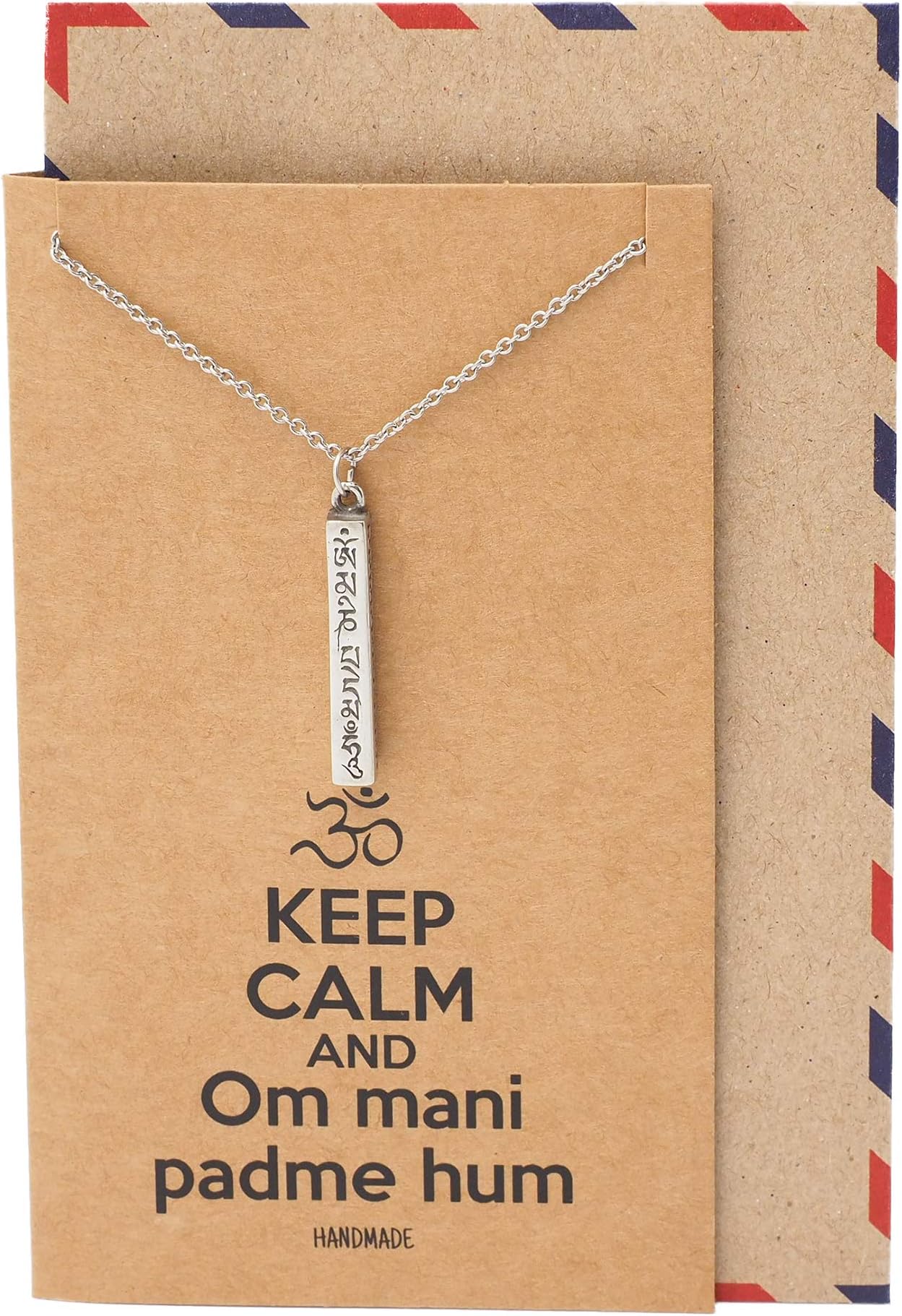 quan jewelryYoga Necklace Om Pendant in Sanskrit, Inspirational Gifts For Women