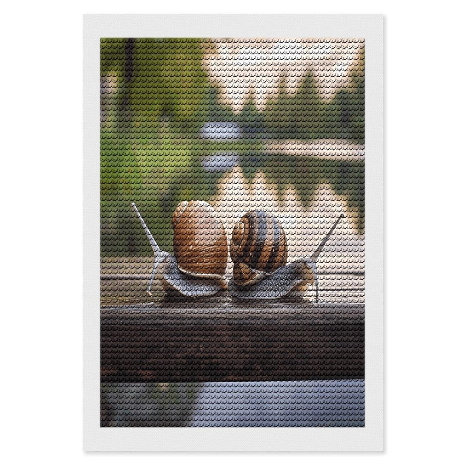 JTREHY Two Snails on The Bench Diamond Art Kits Personalized DIY Round Diamond Painting Kits for Beginner Full Drill Diamonds Dots Paintings for Adults Gem Art Crafts Home Decor
