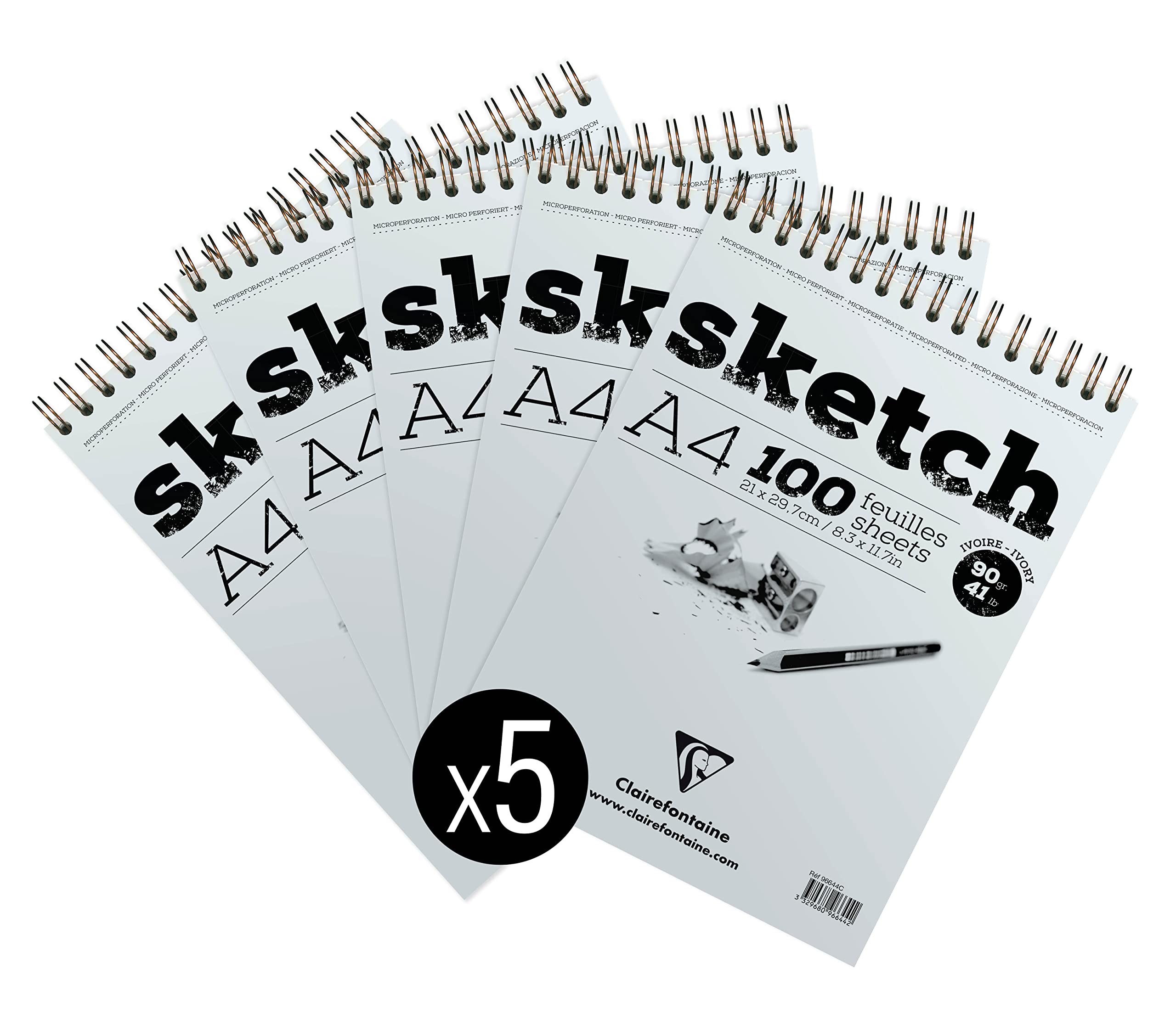 Clairefontaine 96644C szkicowniki x5 spiralnych A4 21x29,7 cm