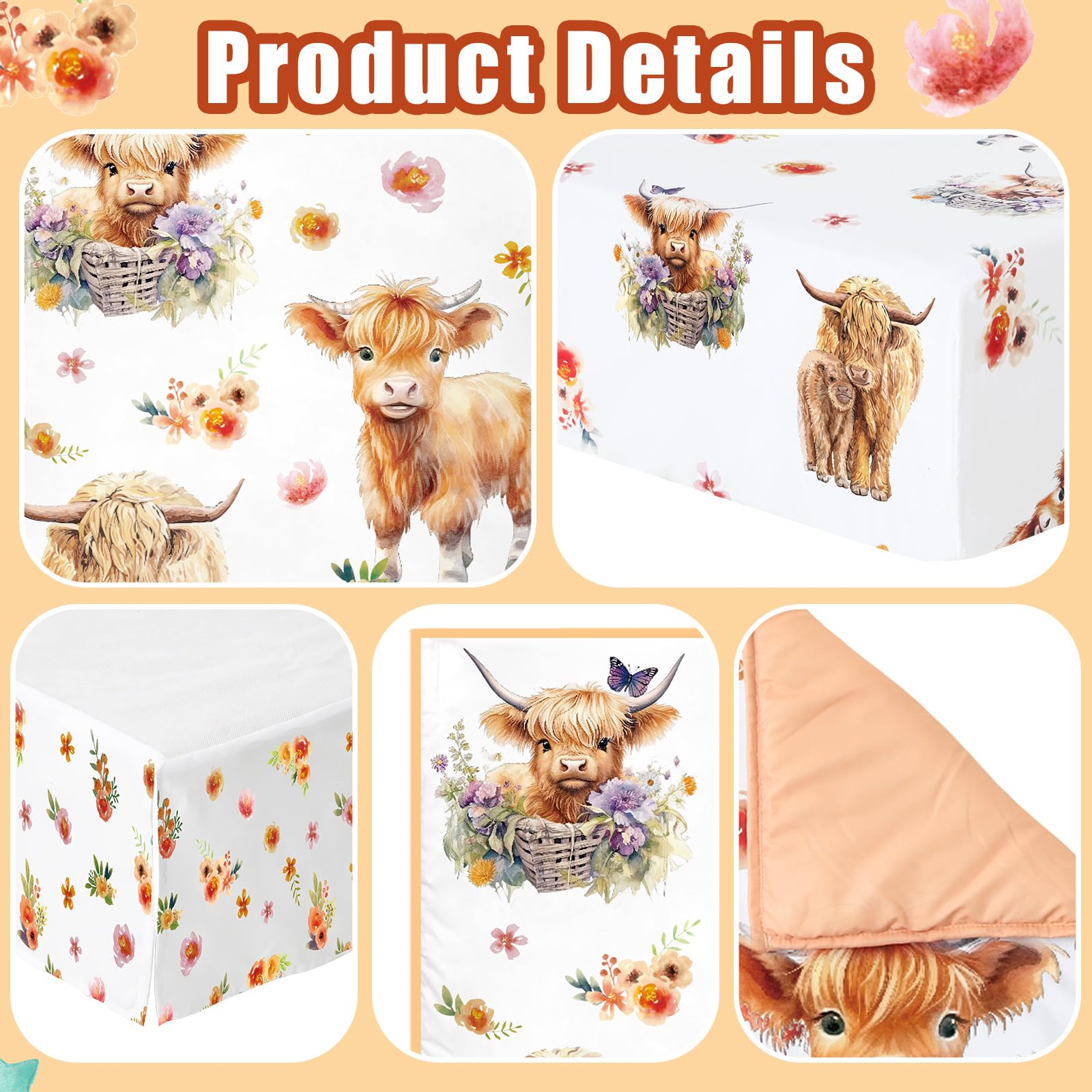 Wipeable Changing Pad HawSkgFub Highland Cow Eucalyptus Leaf