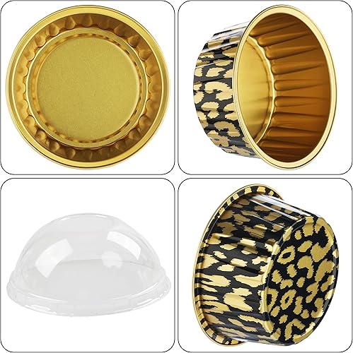 Miniatura 59 de 50 moldes para hornear con tapas, mini moldes de aluminio de 4 onzas con tapas, moldes desechables, moldes individuales para tartas, forros