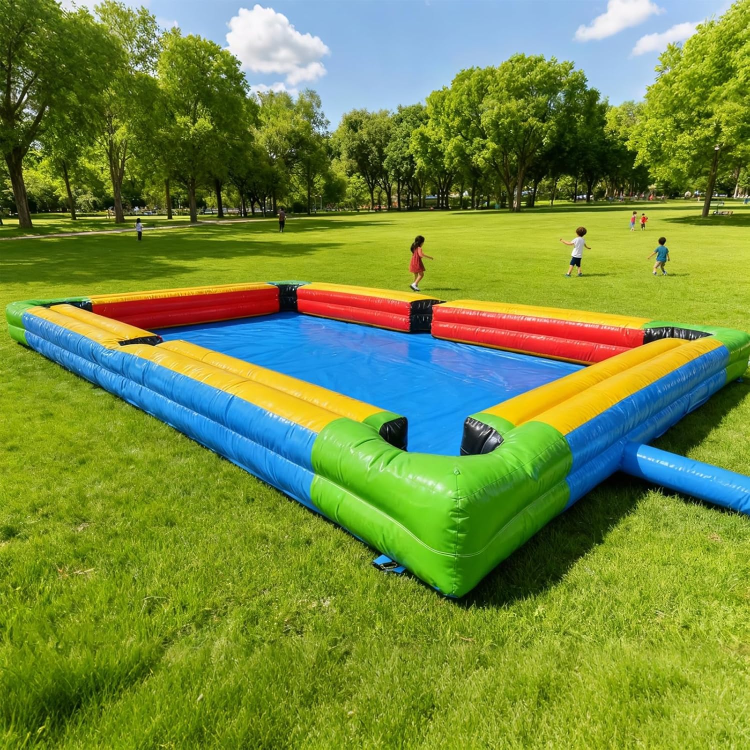 Inflatable Snookball Soccer Billiard Ball Pool Table Games, Giant Soccer Pool Pitch Billiards, Football Billiard Ball with Blower & Balls for Backyard Outdoor/Commercial Sports Game,10 * 8m