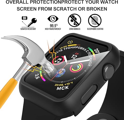Vista 153 de Paquete de 2 fundas protectoras de pantalla de vidrio templado para Apple Watch Series 6/5/4/Series SE/SE 2/SE 3 de 1.575 pulgadas, funda protectora