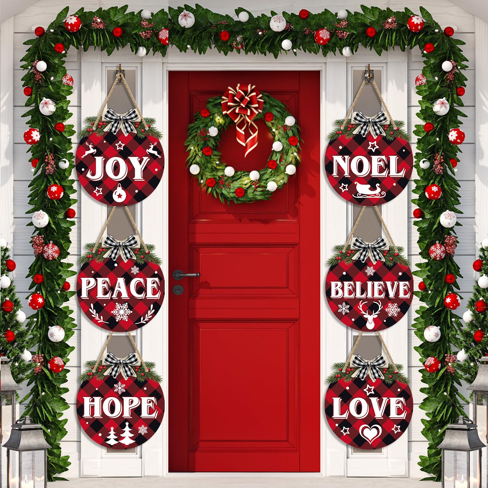 Décoration de Noël suspendre lot de 6 rouge noir pour fenêtres