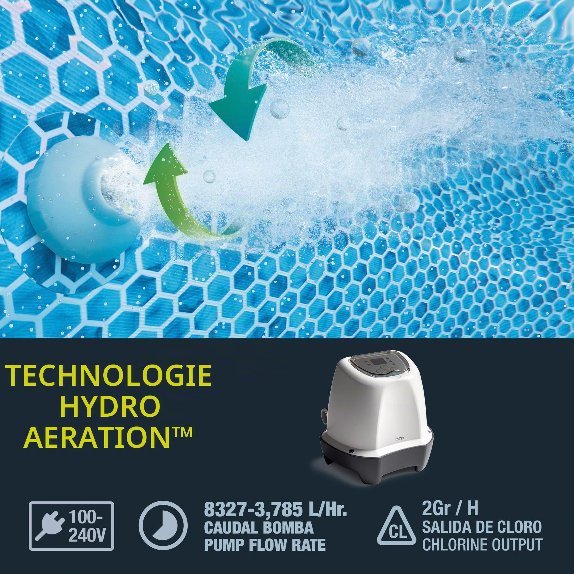 Intex stérilisateur au sel qs200 pour Piscine jusqu'à 8 m3 Blanc