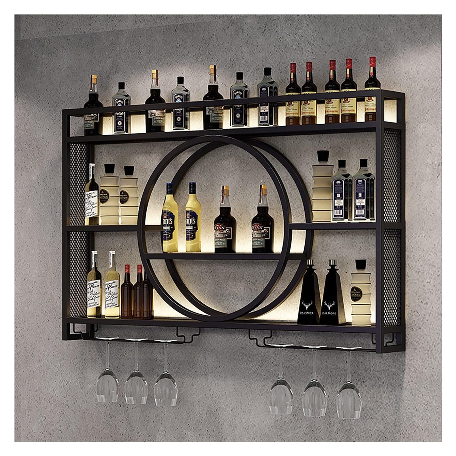 porte-bouteille mural industriel led
