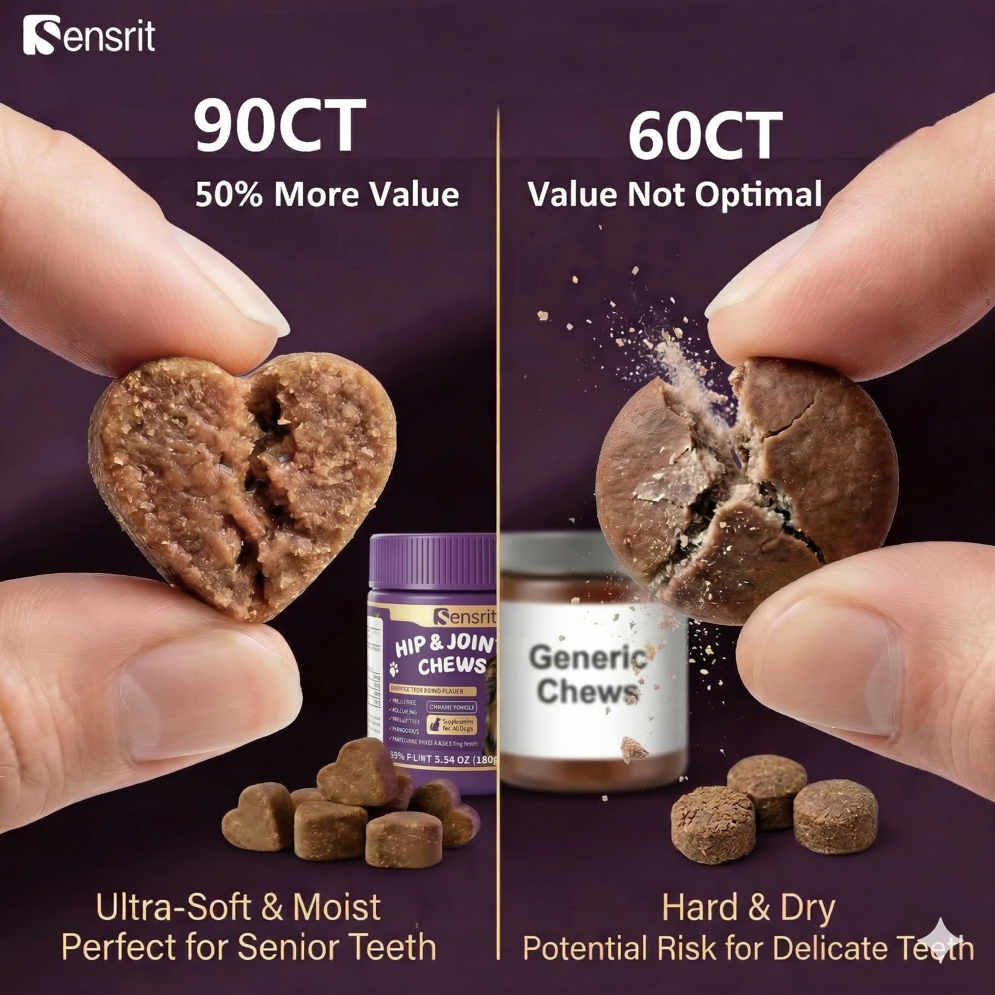 Dog Joint Supplement 90 Soft Chews with 80mg Salmon Oil 64mg Curcumin Glucosamine MSM and Chondroitin for Senior Dog Hip and Joint Support Advanced Mobility Bites Chicken Flavor. - image 7