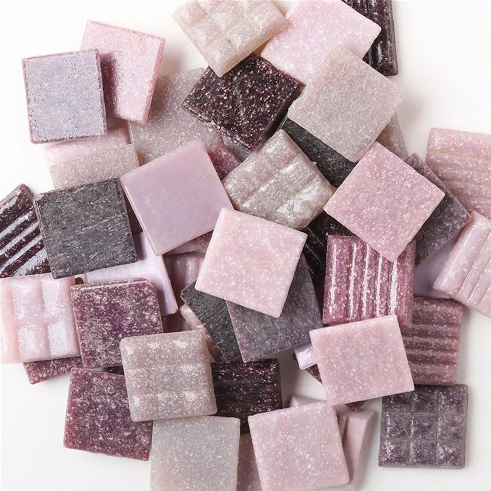 Meytxoa Purple Mixed Mosaic Tiles 85G/3Oz Approx.30pcs Mosaic Quartz Tiles 2Cm/0.78In Square Tile 0.4Cm/0.15In Thickness Diy Material Mixed Color