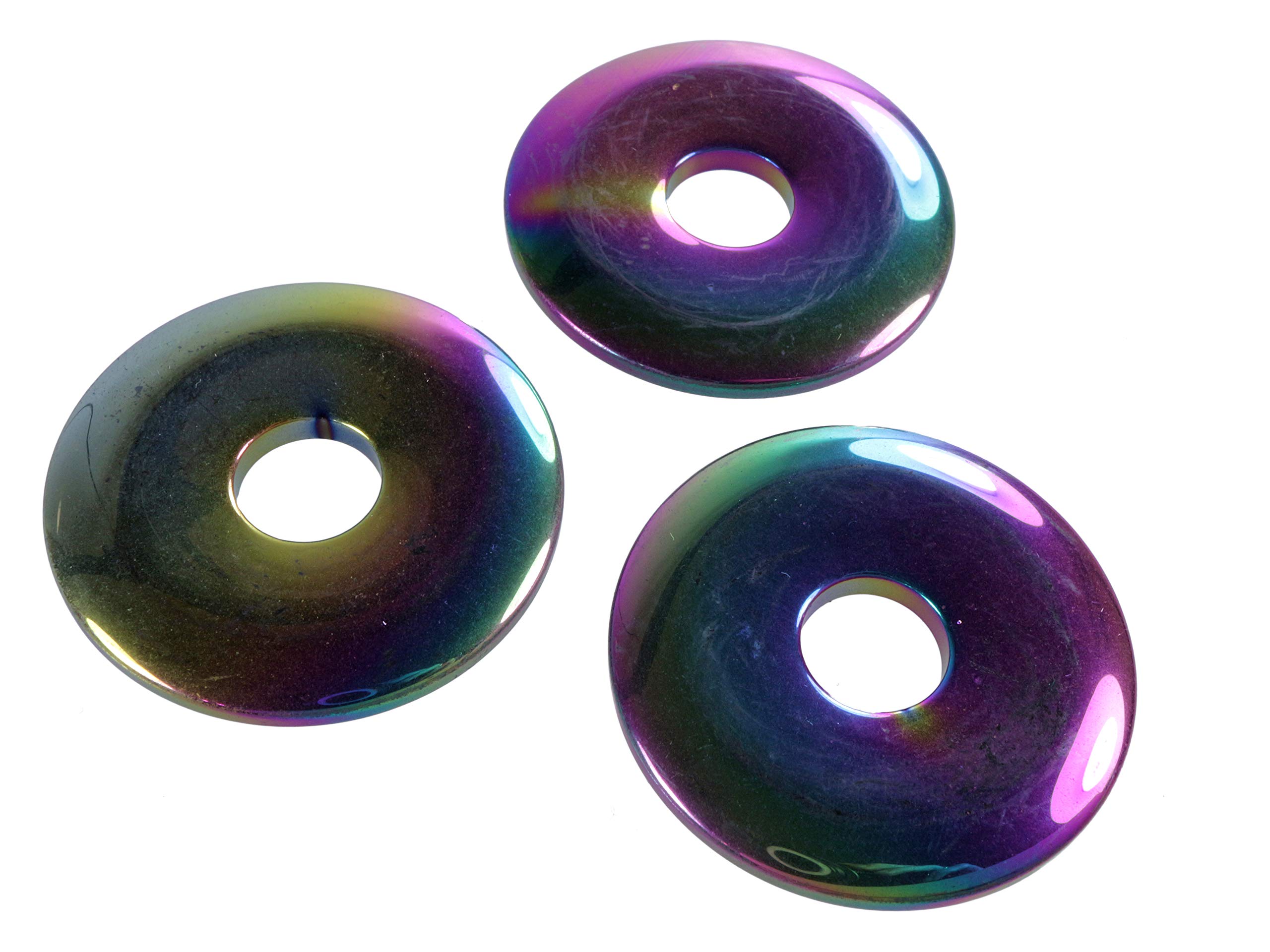 Lebensquelle Plus tęczowy hematyt wyparowany kamień szlachetny donut Ø 40 mm wisiorek