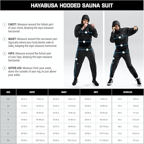 Miniatura 8 de Hayabusa Traje de sauna con capucha Pro Boxing para hombres y mujeres, incluye chaqueta y pantalones de tela recubierta de PVC de nailon