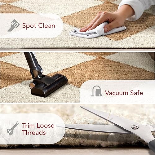 Miniatura 4 de nuLOOM Pandora - Alfombra de Área de Yute con Diseño de Diamante de 5 x 8 pies, alfombra de yute de inspiración global, alfombras de color marfil