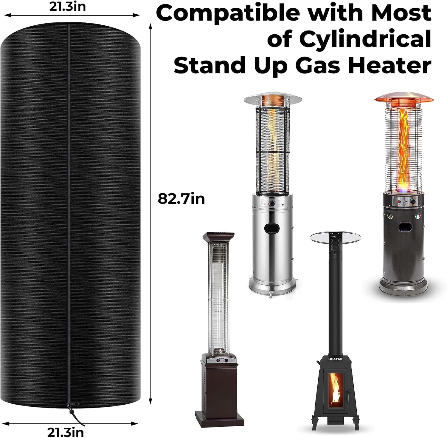 LPG Patio Heaters Cover, Cylinder Tower Patio Heater Covers, Heavy-duty and Weather-resistant Oxford Fabric, Waterproof, Dust-proof, Snow-proof, Windproof, with Zipper and Storage Bag