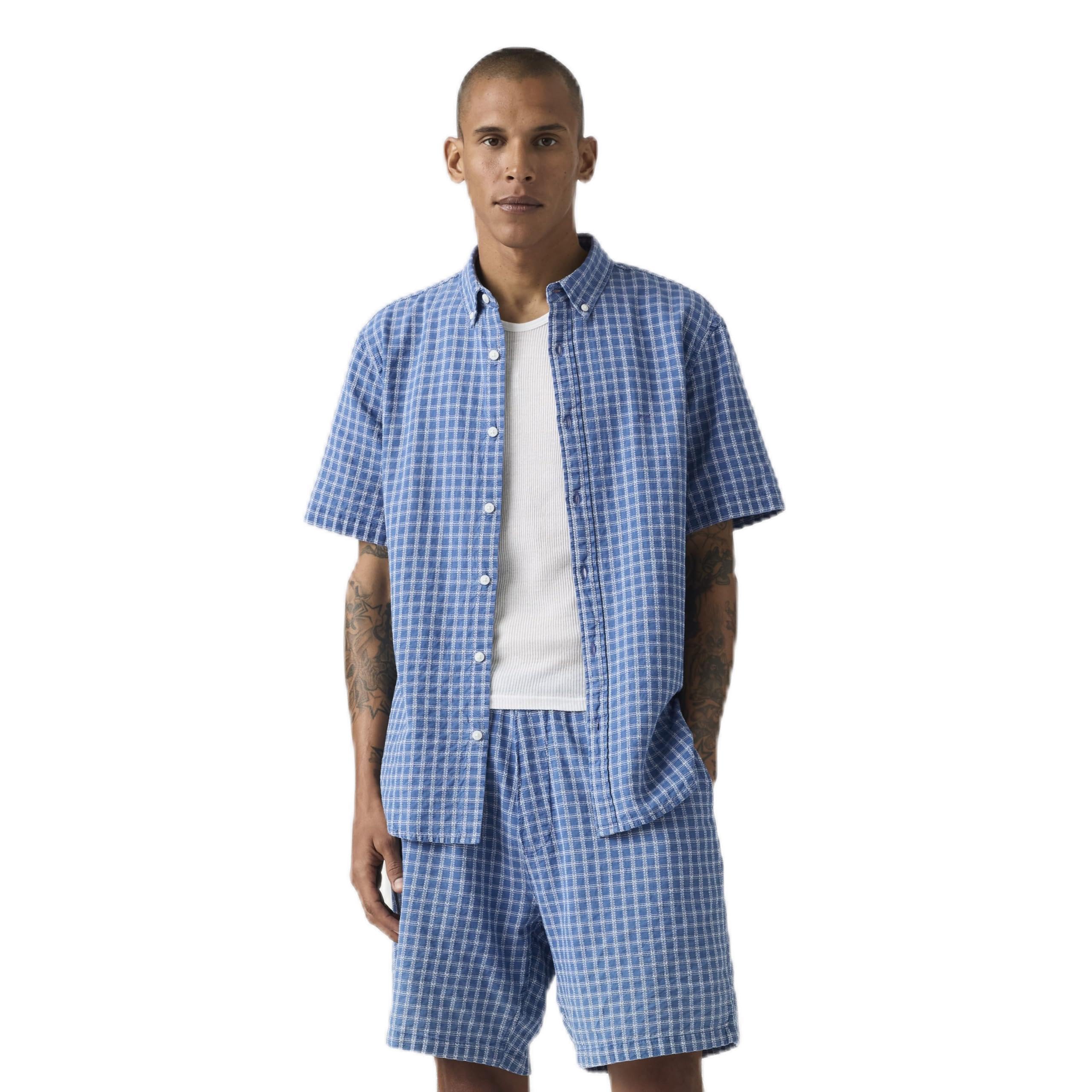 Levi's Men's Shirt Short Sleeve, Relaxed Fit, Blue (Sunshine Indigo Dobb), S