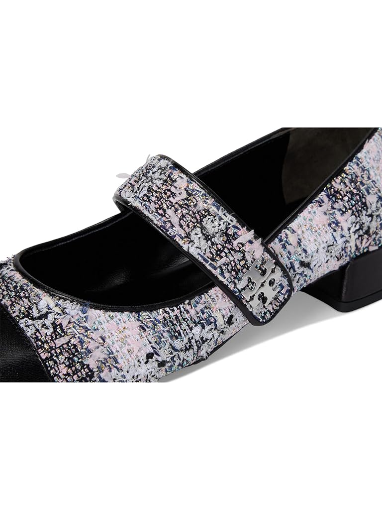 White Tory Burch Cap-Toe Mary Jane Heel Ballet 25mm