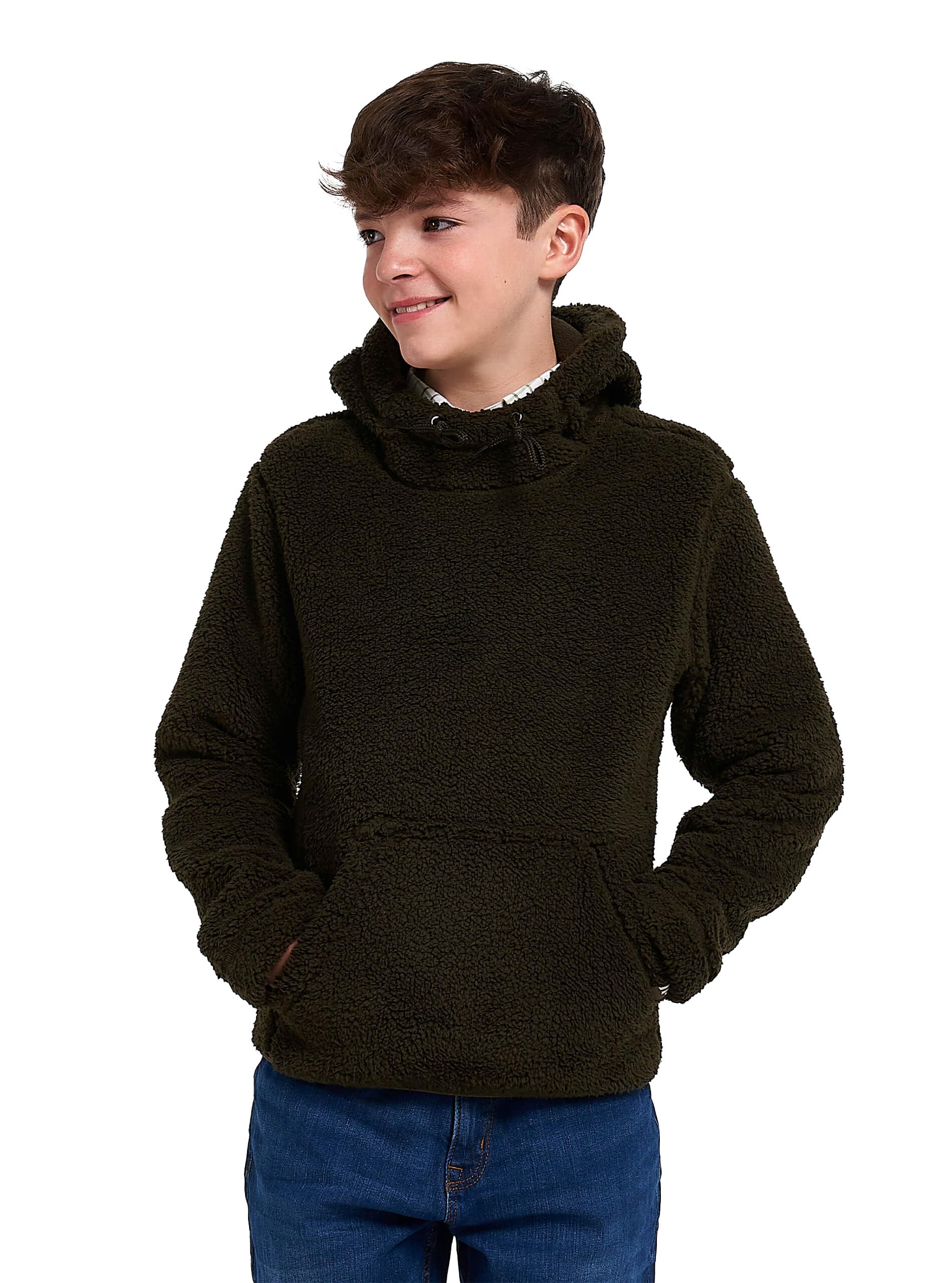 Jack Pyke Childrens Junior Sherpa Fleece Hoodie Olive M Dark