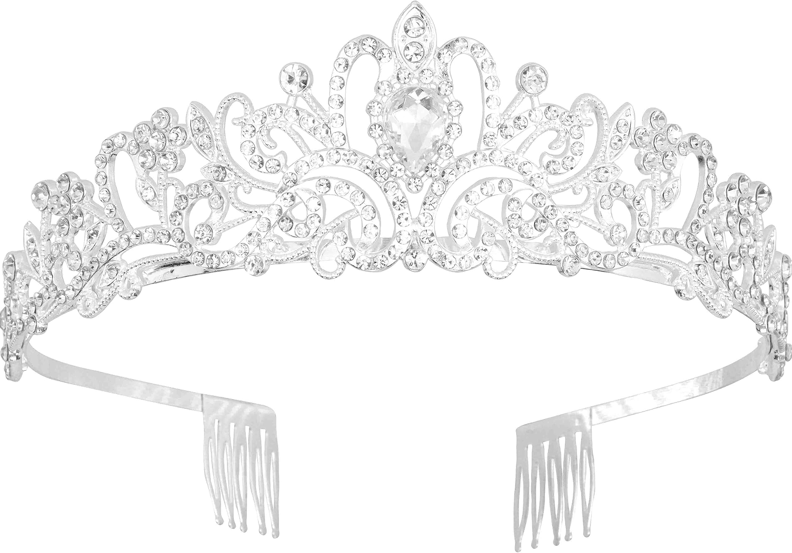 Noonhorse Tiara and Crown for Women Silver Taras for Girls Princess Crown Prom Queen Headband Bride Headpiece for Wedding Halloween Cosplay
