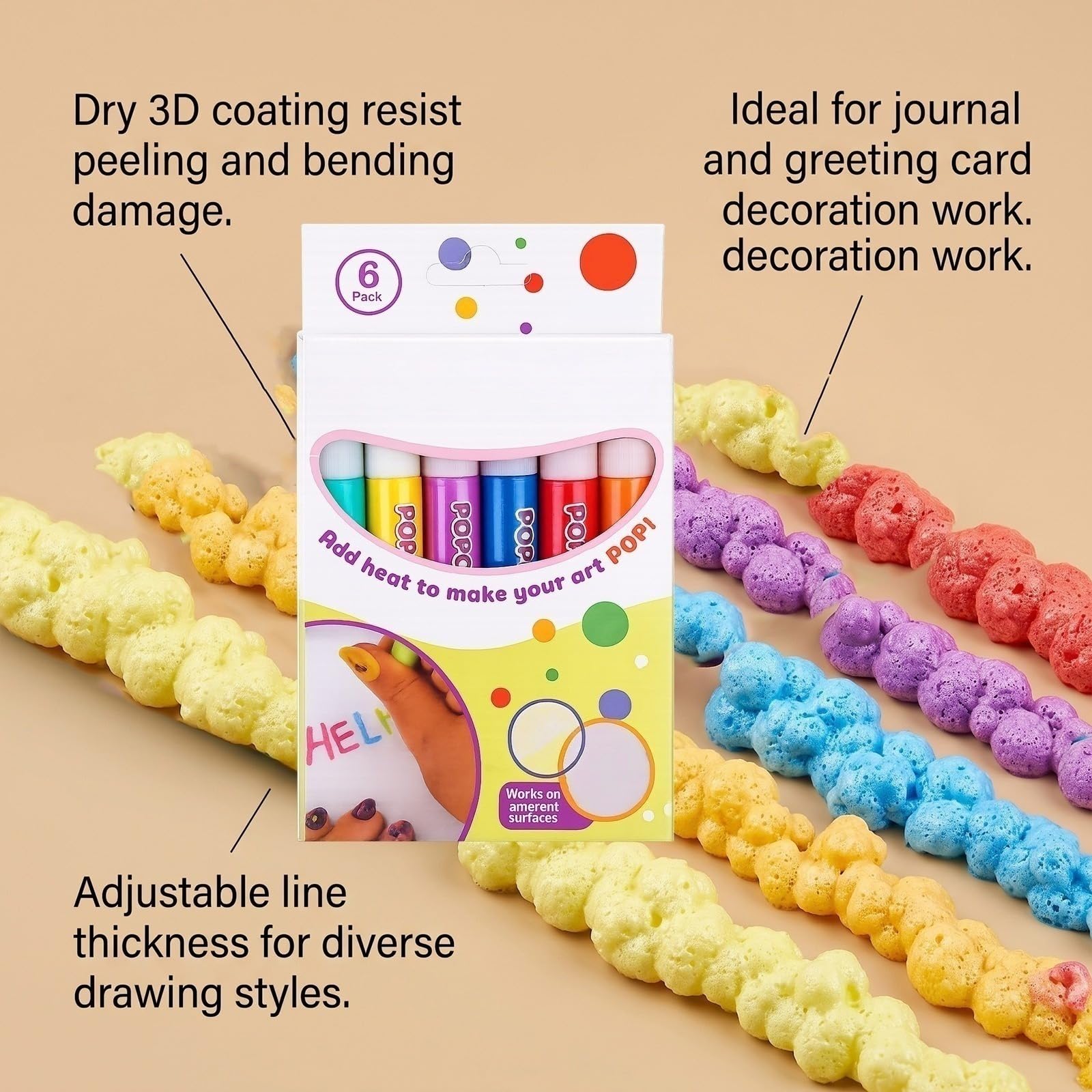 School Art Project Supplies nietoksyczne puffy pióra kreatywne DIY DrawingTools | Długopisy do rysowania bąbelków scrapbooking, karta podarunkowa, kreatywne hobby kredki z efektem akwareli z nadrukiem 3D