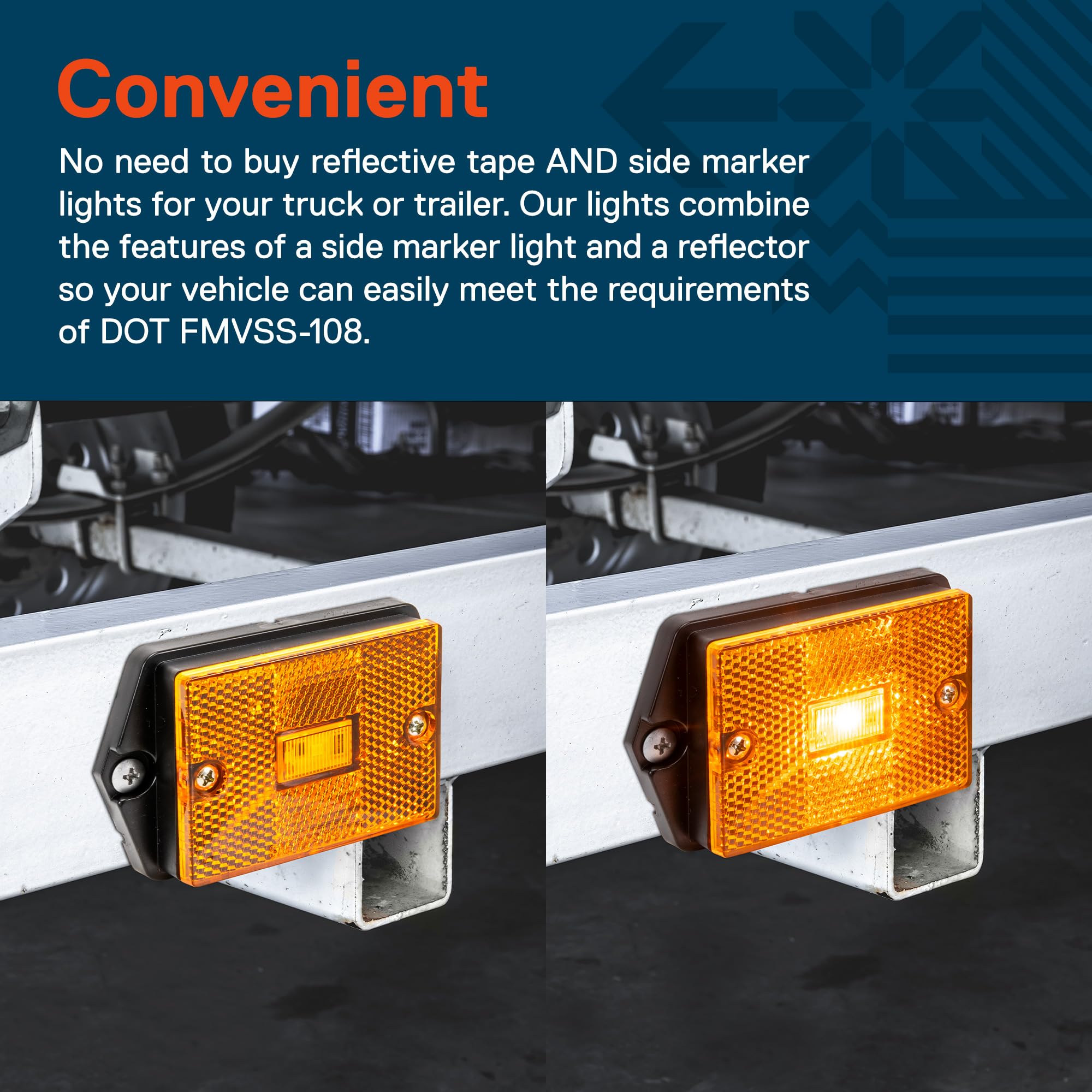 TRUE MODS 2pc 2x3 3x2 Inch Amber LED Surface Mount Side Marker Light [DOT FMVSS-108] [SAE AP2] [IP67 Waterproof] [Integrated Reflector] for Utility Boat Trailers Over 80