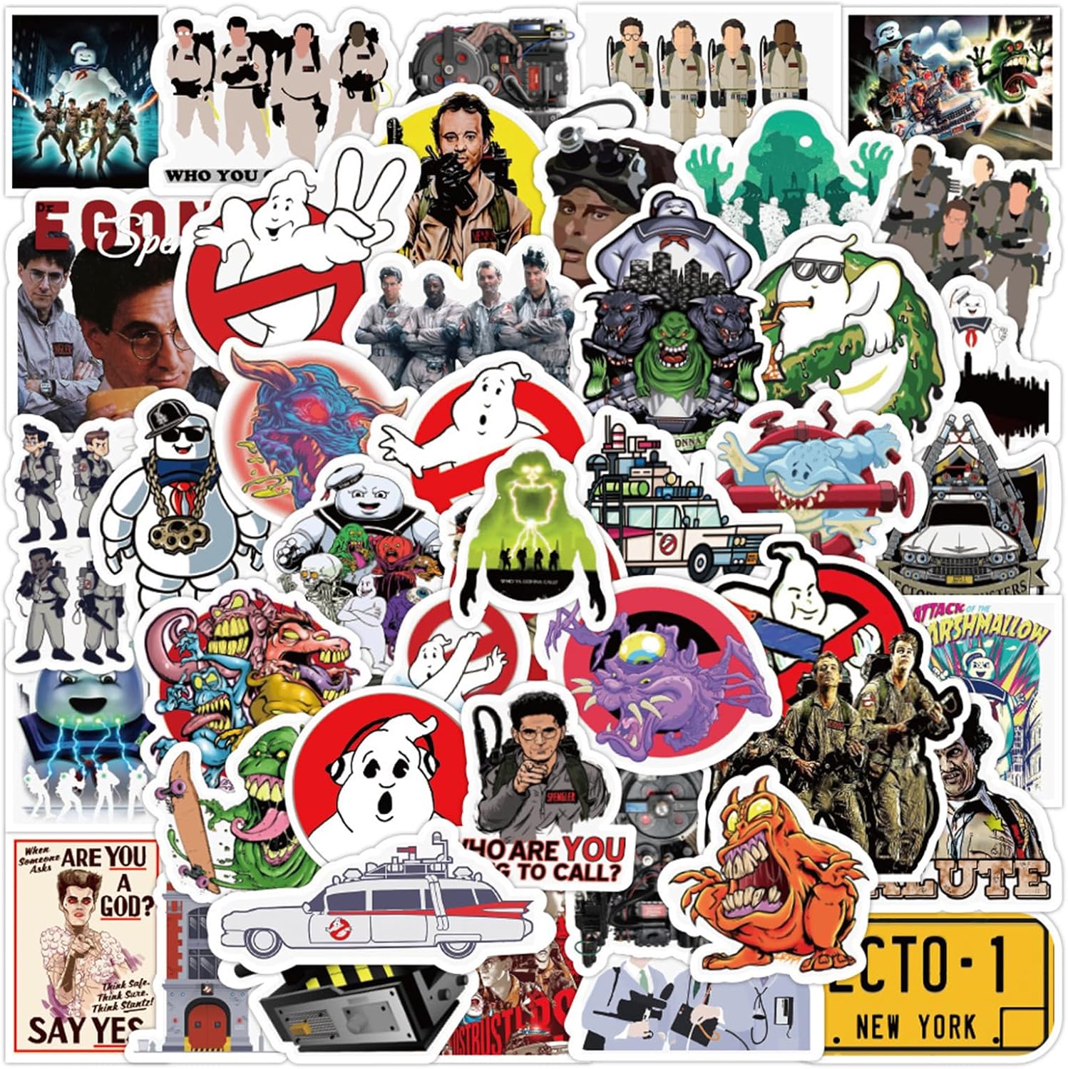 50PCS Ghostbuster Movie Stickers for Kids, Cute Water Bottle Stickers for Kids Waterproof, Vinyl Laptop Kid Sticker Pack (Purple)