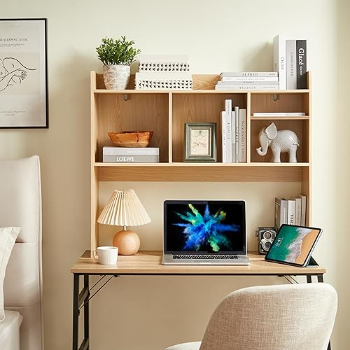 Miniatura 5 de Estantería de escritorio, gabinete de almacenamiento de escritorio de madera con 6 estantes para escritorio de computadora, organizador de