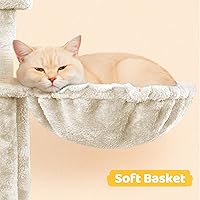 Vista 8 de Yaheetech Árbol para gatos, torre grande de 67 pulgadas con 3 palitos extraíbles, 2 perchas en forma de orejas de gatito, 2 condominios, hamaca