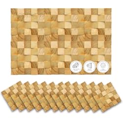 Placas De Plastico Imitacion Teja Acepunch 12 piezas Teja decorativa del sonido del panel del arte de la pared de madera 3D insonorizar el aislamiento acústico de la música difusores acusticos Estilo geométrico 30x30cm AP1234