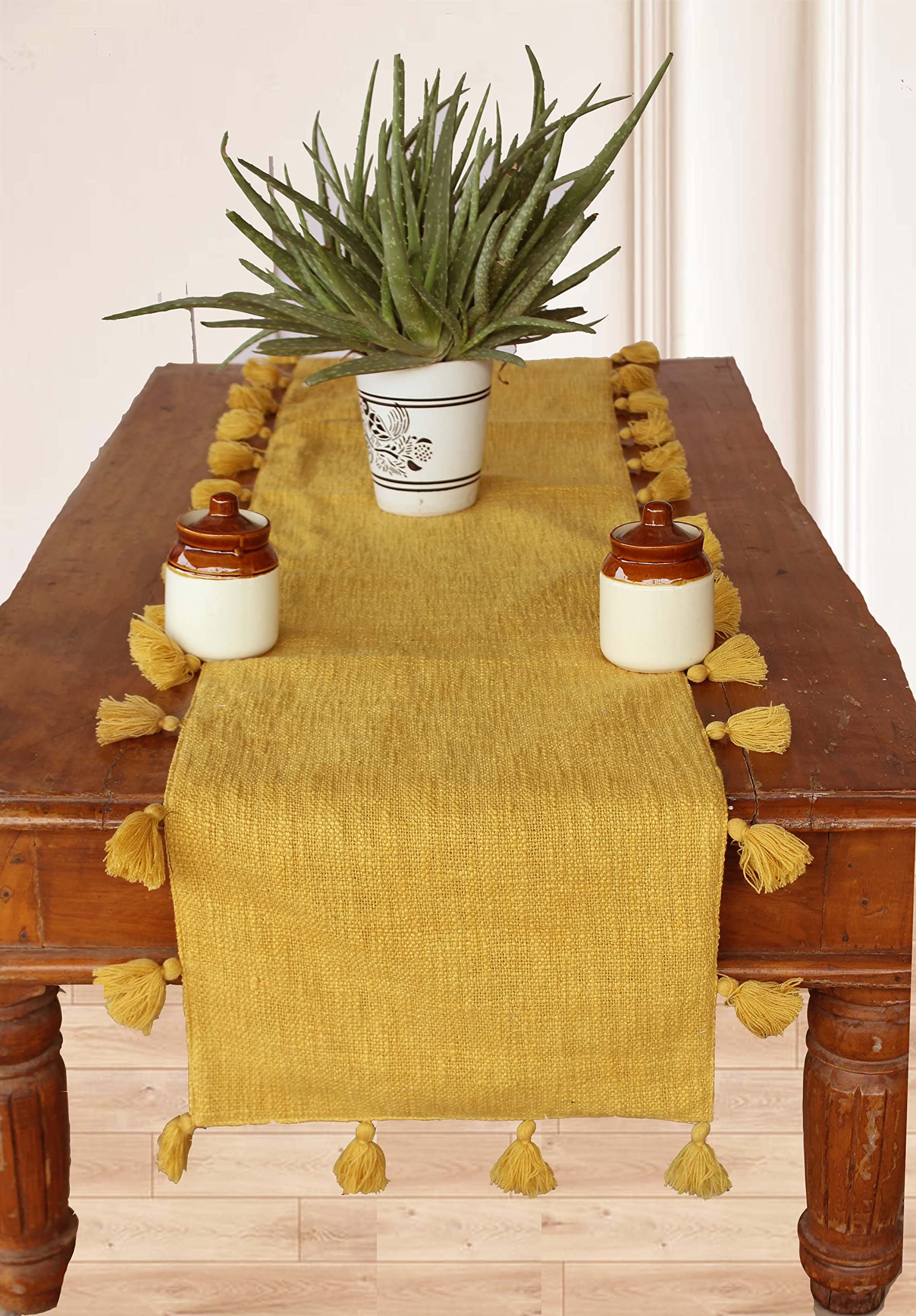 Dekor World 1 Piece Cotton Merit Tassel Collection Table Runner (Mustard Yellow, 33x120 cm or 13x48 Inches or 4 Seater Table)-for Dining Room and Living Room (B0B82ZJTV4) Amazon Price History, Amazon Price Tracker