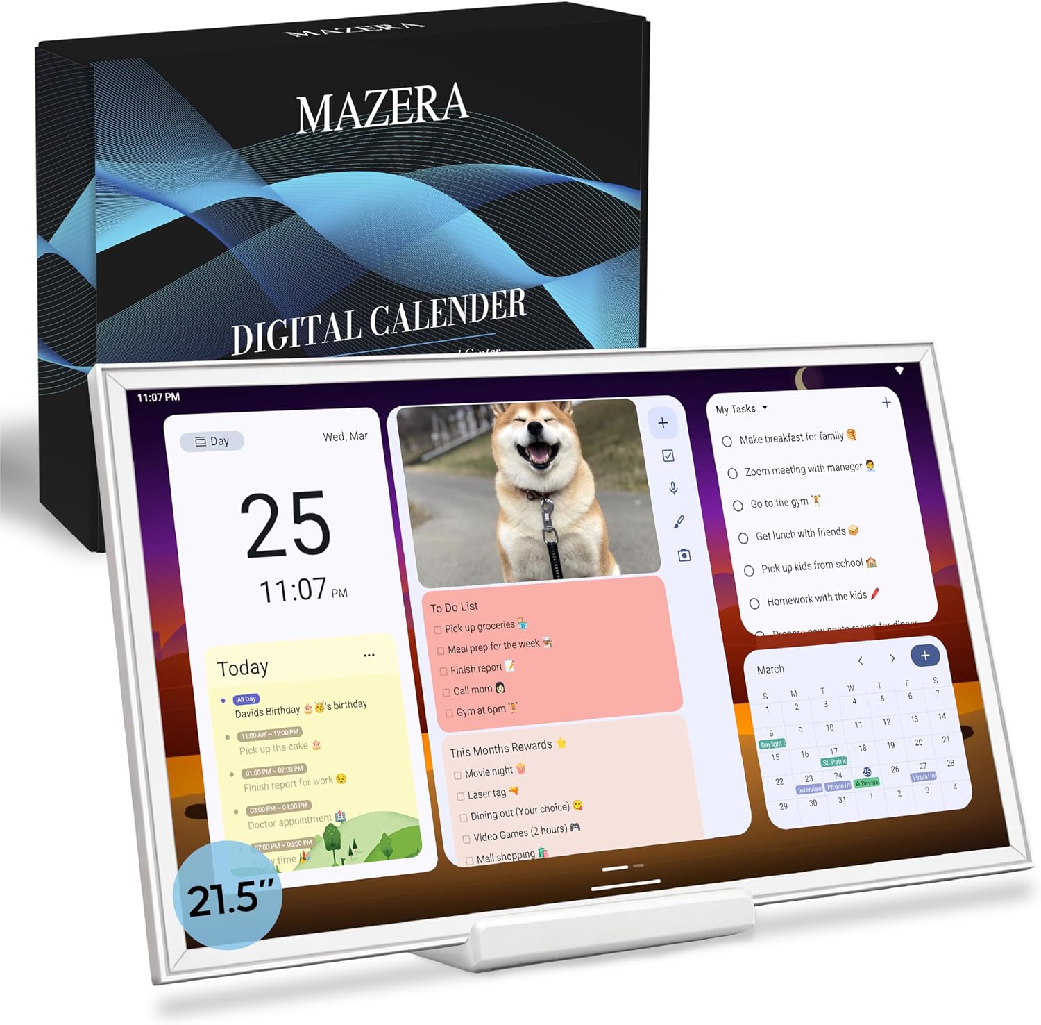 21.5" Smart Family Hub & Digital Calendar - Electronic Wall Planner, Touchscreen Family Dashboar