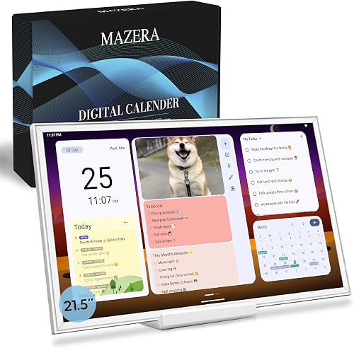 21.5" Smart Family Hub & Digital Calendar - Electronic Wall Planner, Touchscreen Family Dashboard, Shared Calendar, No Subscription, Install Apps, Sync Schedules, Meal Planner, To Do Lists, Wall Mount & Stand