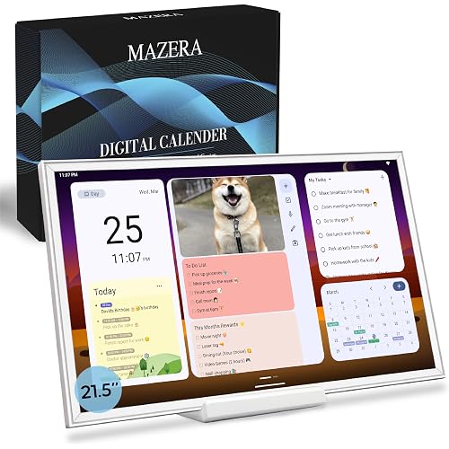 21.5" Smart Family Hub & Digital Calendar - Electronic Wall Planner, Touchscreen Family Dashboard, Shared Calendar, No Subscription, Install Apps, Sync Schedules, Meal Planner, To Do Lists, Wall Mount & Stand