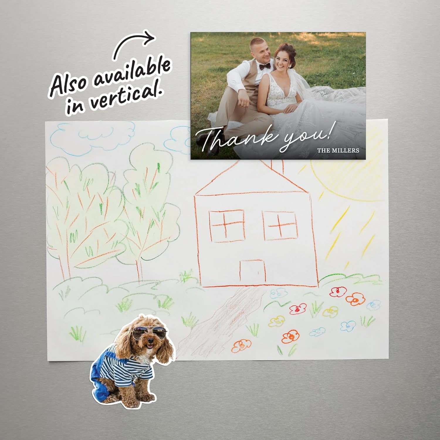Big Dot of Happiness Custom Vertical Photo Thank You Magnet Cards with Envelopes, Personalized Wedding Thank You Favors, Fridge Magnetic Picture Keepsakes – 24 Count
