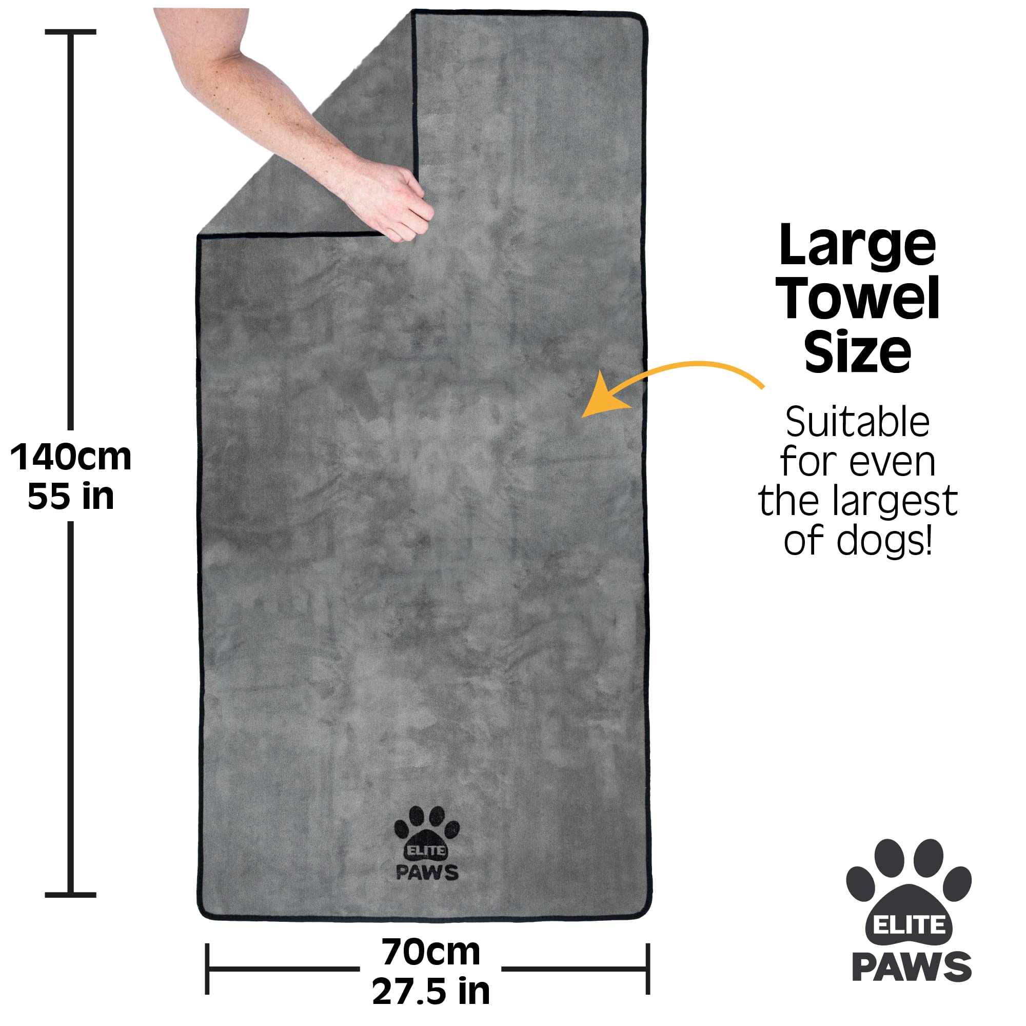 Elite Paws® UK,Asciugamani di lusso in microfibra per cani (2 pezzi), extra morbidi spessi, 140x70 cm, prodotto per la toelettatura dei cuccioli, accappatoio/tappetino da bagno/coperta alternativa