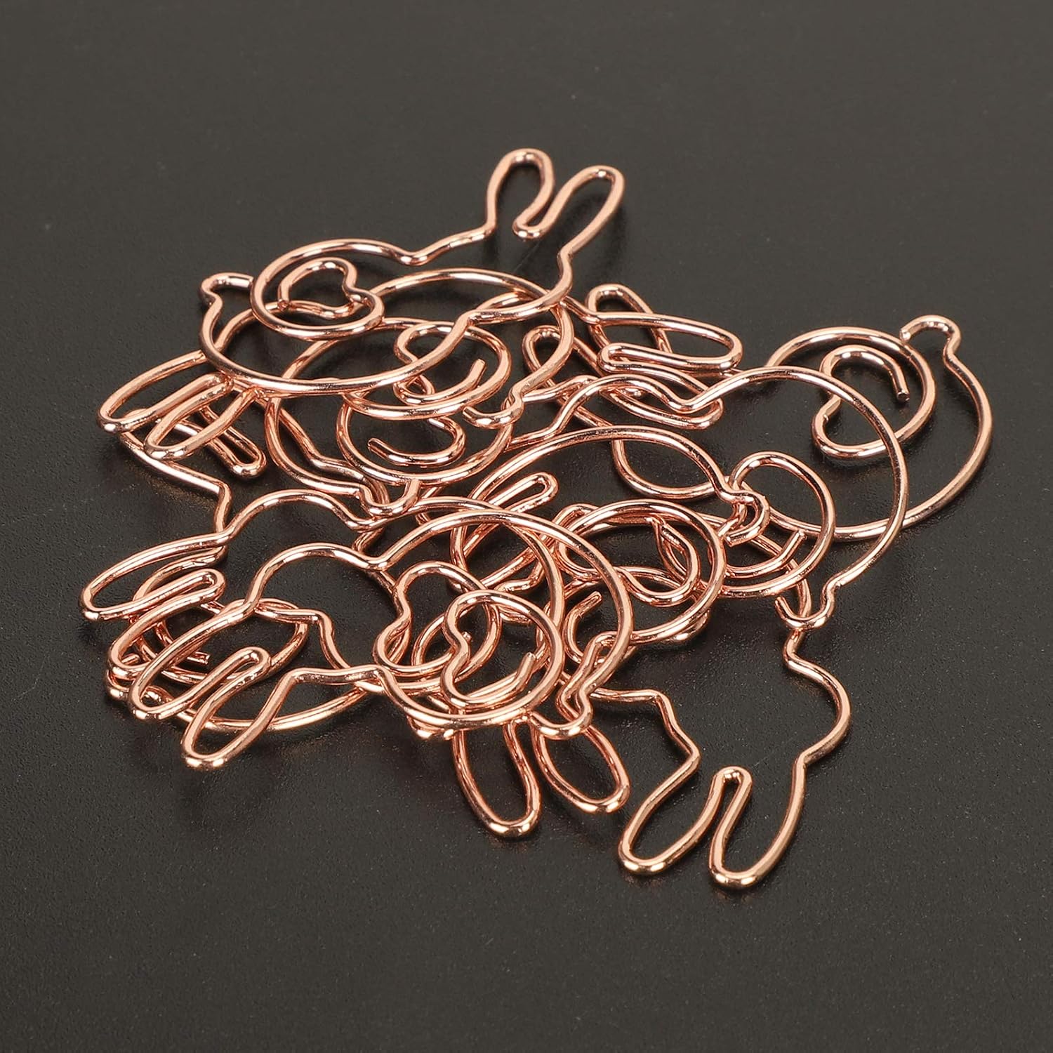 20Pcs Paper Clips Rose Gold Rabbit Shape Paper Clips Special‑Shaped Cartoon Paper Clips for Classifying Office Supplies