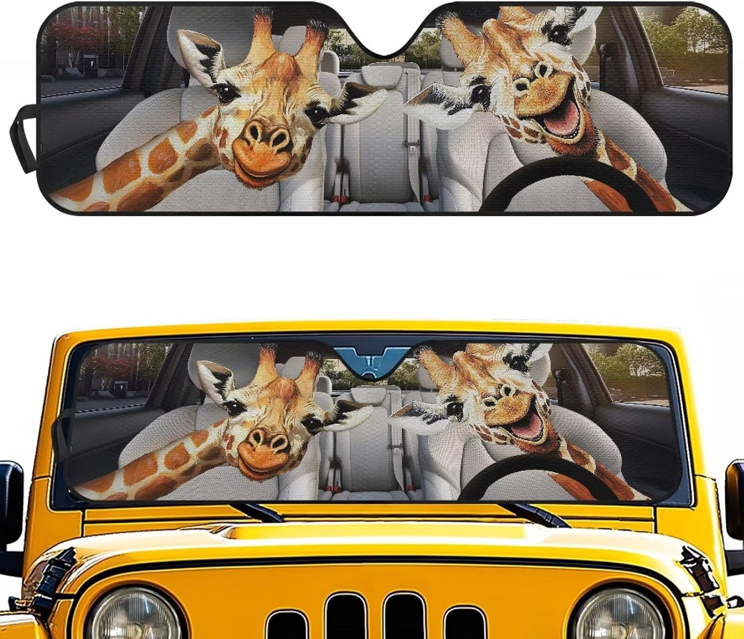 Renewold Leopard Print Automotive Front Windshield Sunshade for Jeep Wrangler Sunlight UV Rays Heat Blocker Sun Visor Shield Suitable for Jeep Gladiator JT 2020-2023 Car Accessories Interior Sun Shade